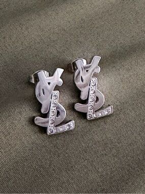 Silver-tone Monogram Stud Earrings